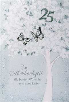Faltkarte "Baum" - Silberne Hochzeit