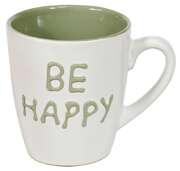 Tasse S "be happy" - weiß/khaki Tasse S "be happy" - weiß/khaki