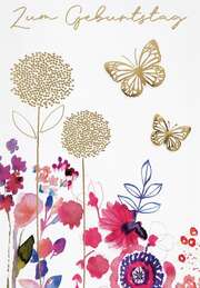 Faltkarte "Zum Geburtstag" - Schmetterlinge