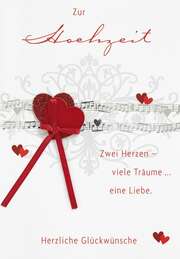 Faltkarte "Zur Hochzeit" - Rote Herzen Faltkarte "Zur Hochzeit" - Rote Herzen
