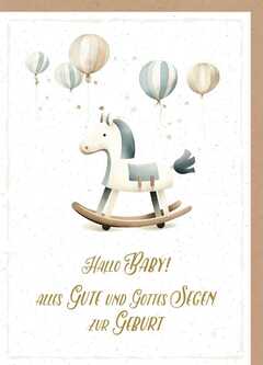 Faltkarte "Hallo Baby" - Schaukelpferd Faltkarte "Hallo Baby" - Schaukelpferd