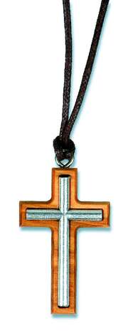 Halskette "Kreuz" - Silber auf Olivenholz Halskette "Kreuz" - Silber auf Olivenholz