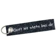 Schlüsselanhänger "Gott ist stets bei dir" - grau Schlüsselanhänger "Gott ist stets bei dir" - grau